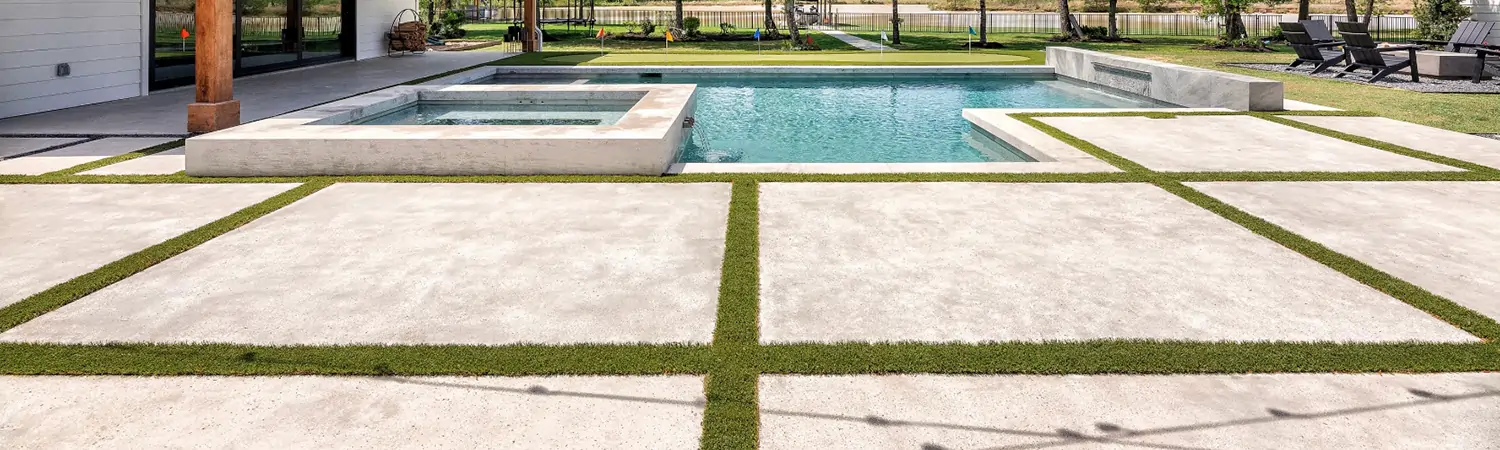 Artificial grass installed in residential backyard