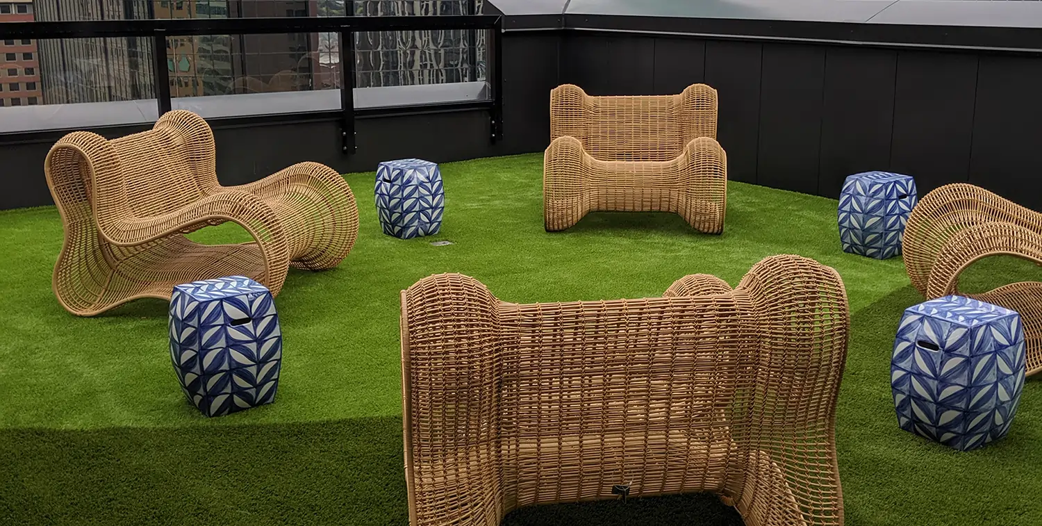 Artificial grass relaxation area from SYNLawn