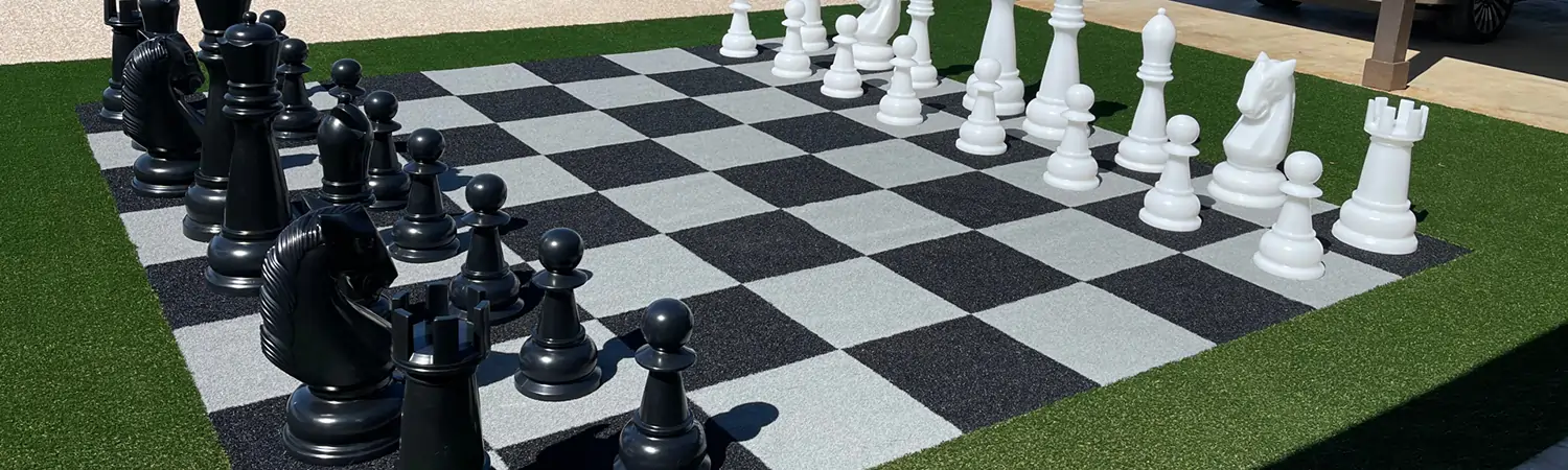 Artificial grass chess board installed by SYNLawn