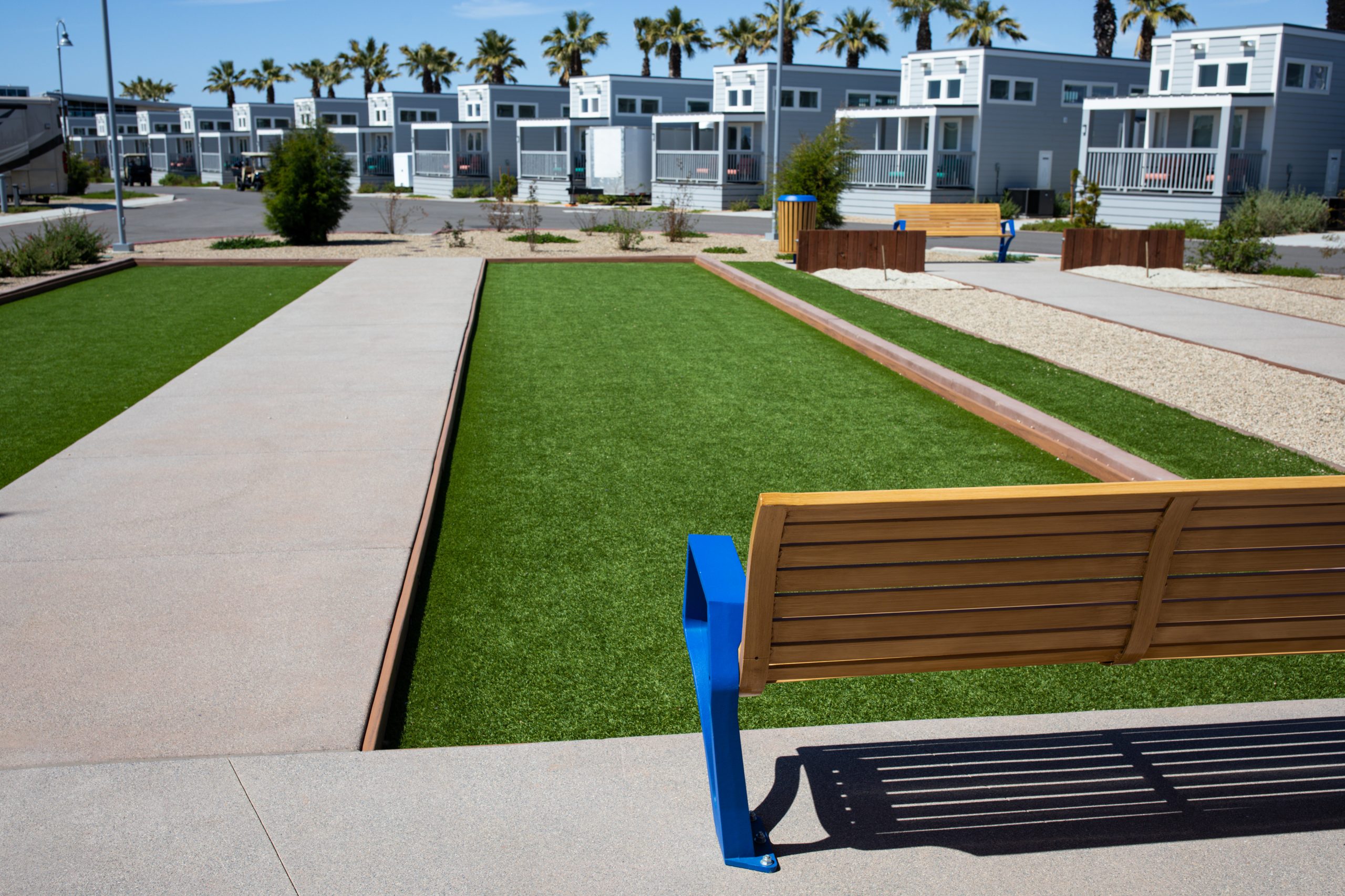 BocceBallCourt Dallas Bocce Ball Court at Park by Bench